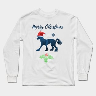 Merry Christmas Chinese Crested Dog Art Long Sleeve T-Shirt